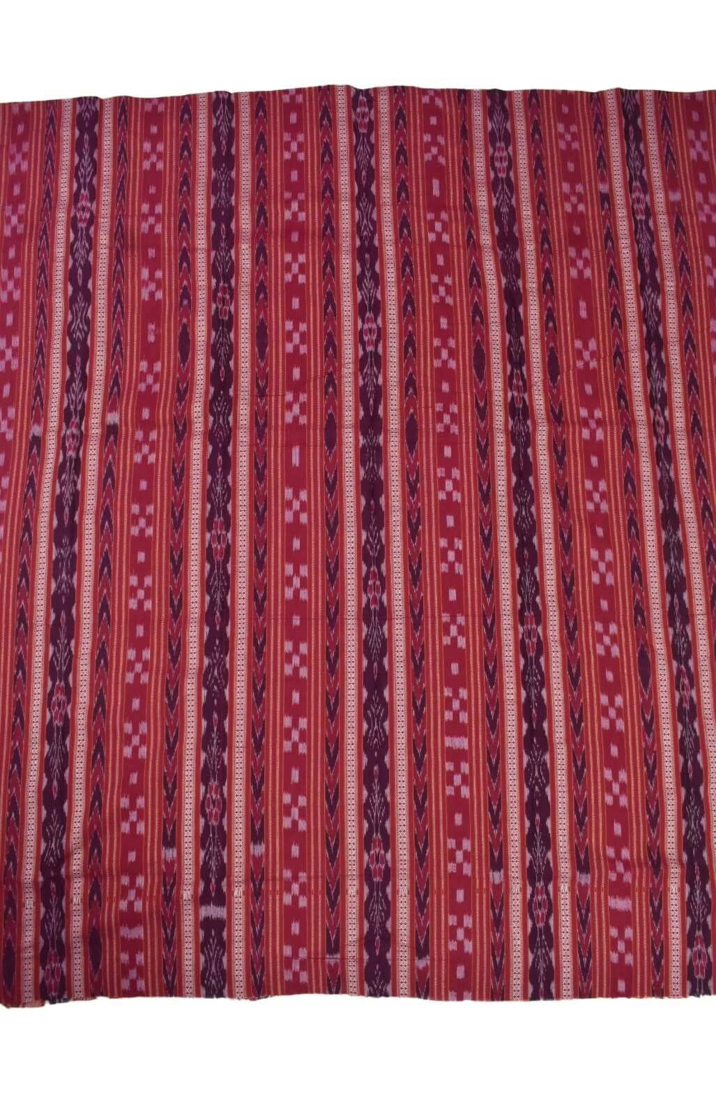 Red Colour Sambalpuri Handloom Cotton Bomkai Dress Material - Image 4