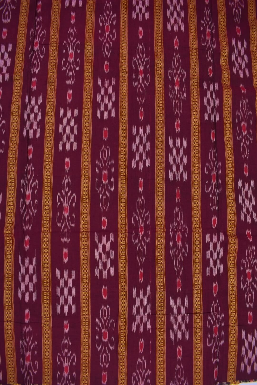 Maroon Colour Sambalpuri Handloom Cotton Bomkai Dress Material - Image 5