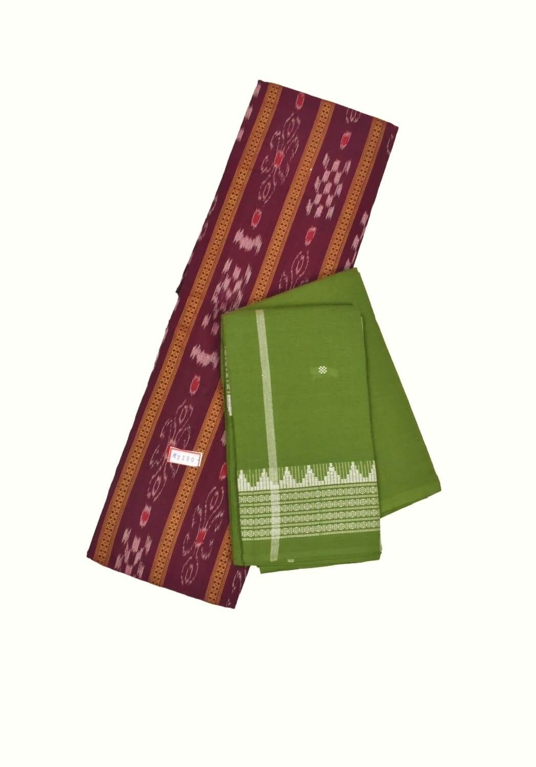 Maroon Colour Sambalpuri Handloom Cotton Bomkai Dress Material