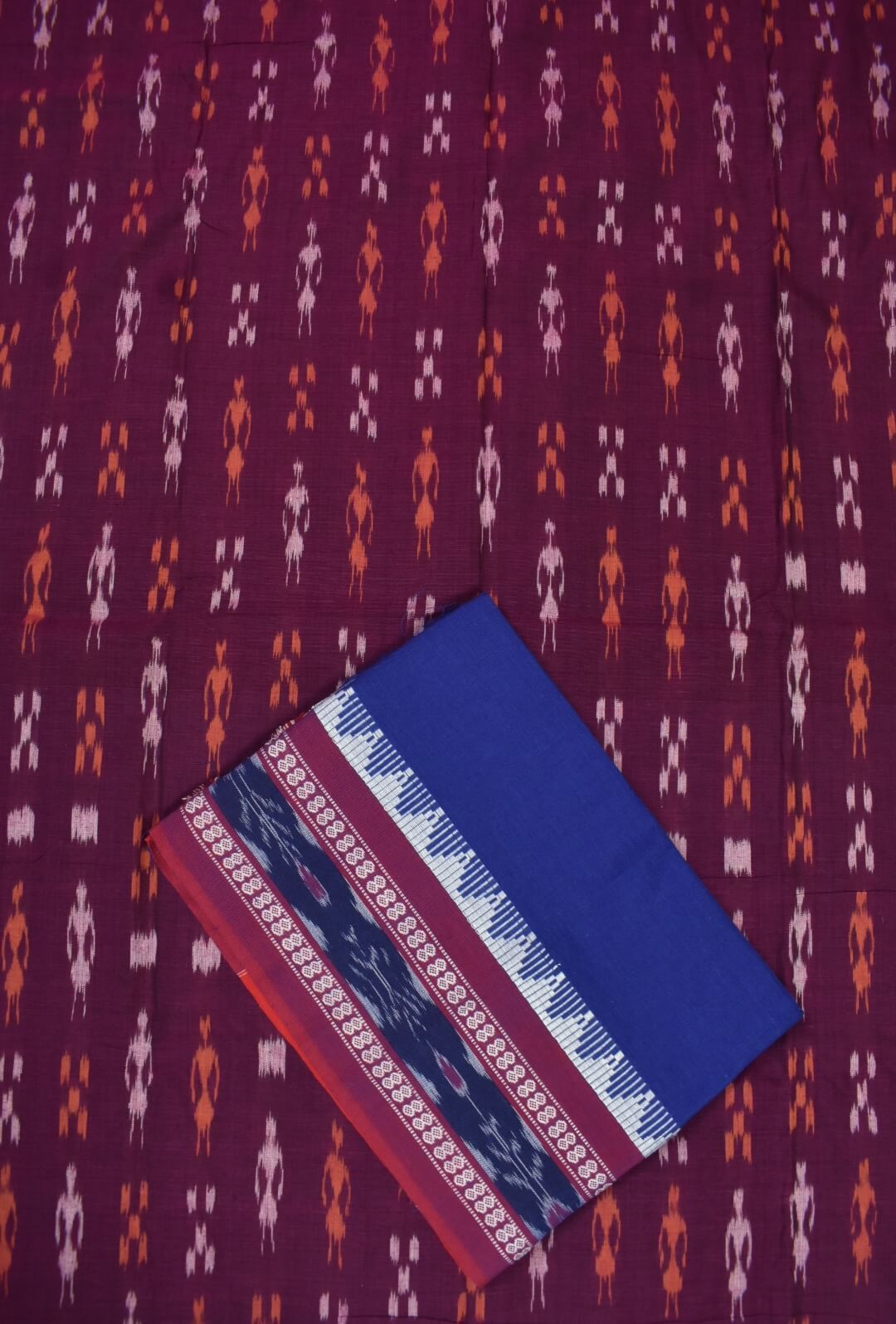 Purple Colour Sambalpuri Handloom Cotton Bomkai Dress Material - Image 3