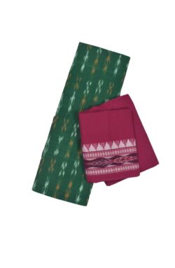 Green Colour Sambalpuri Handloom Cotton Bomkai Dress Material