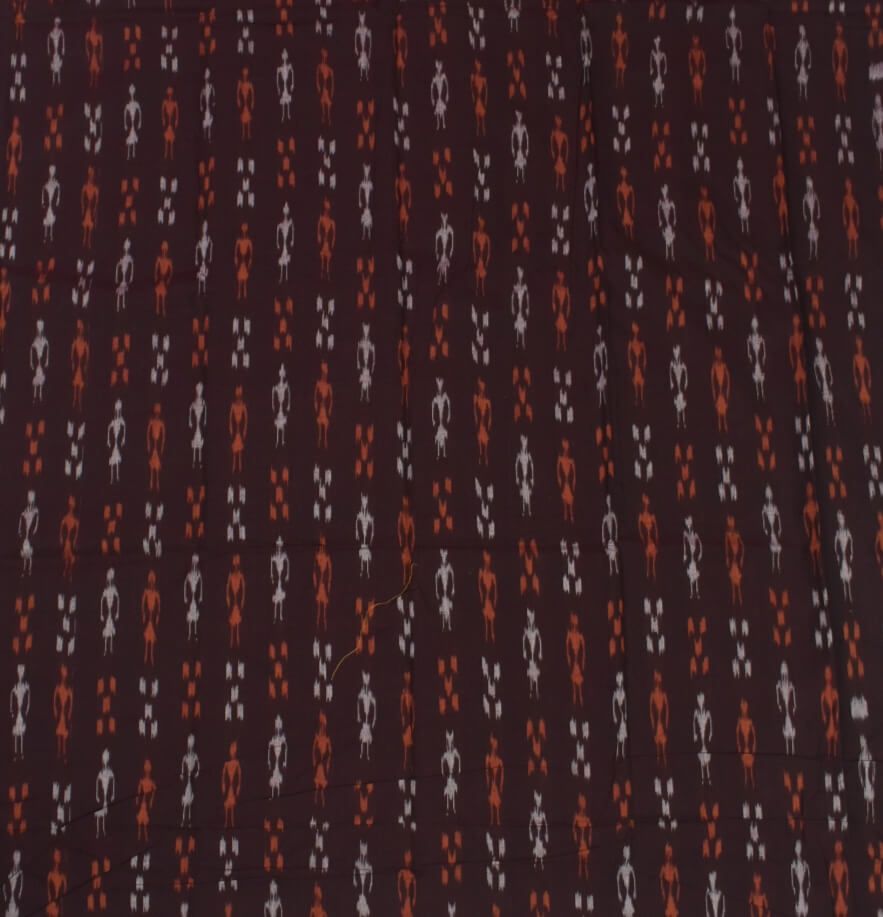 Brown Colour Sambalpuri Handloom Cotton Bomkai Dress Material - Image 5
