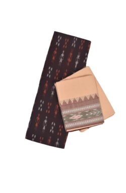 Brown Colour Sambalpuri Handloom Cotton Bomkai Dress Material