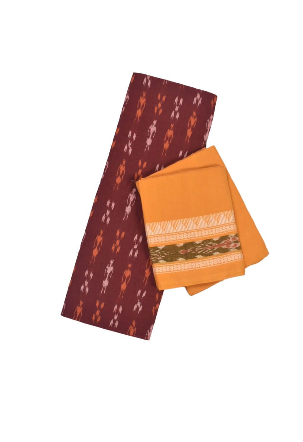 Maroon Colour Sambalpuri Handloom Cotton Bomkai Dress Material