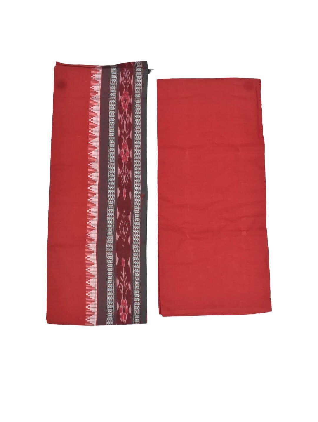 Green Colour Sambalpuri Handloom Cotton Bomkai Dress Material - Image 2