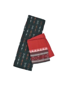 Green Colour Sambalpuri Handloom Cotton Bomkai Dress Material