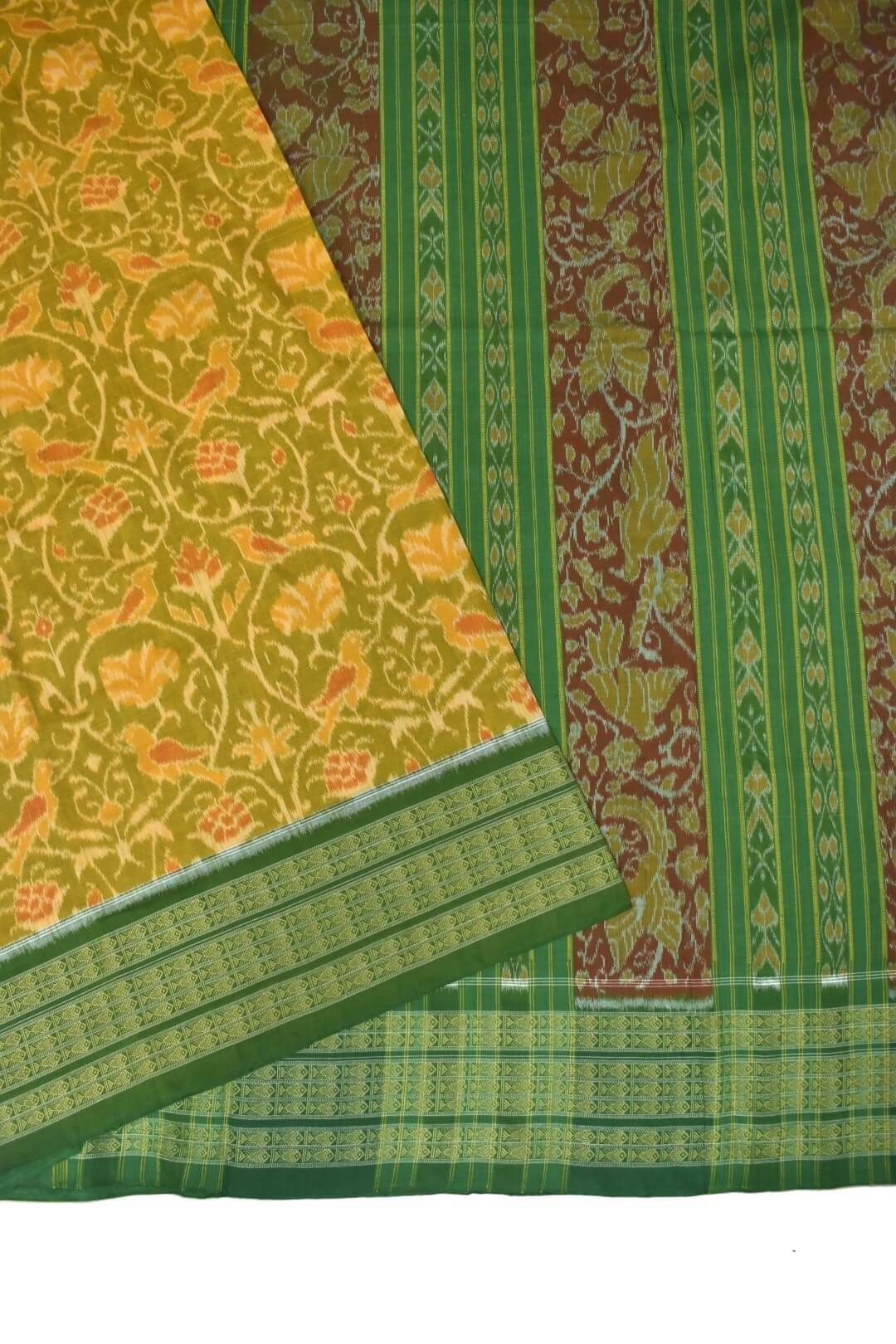 Yellow Colour Sambalpuri Handloom Cotton Bandha Saree - Image 3