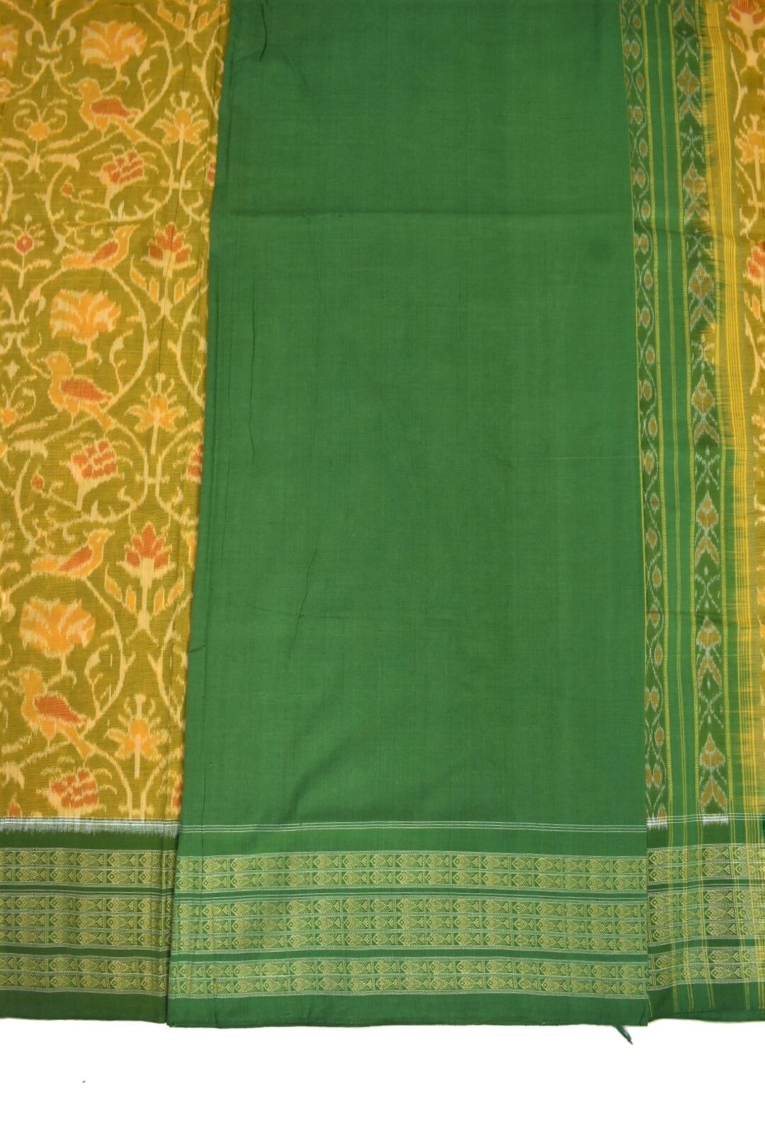Yellow Colour Sambalpuri Handloom Cotton Bandha Saree - Image 5