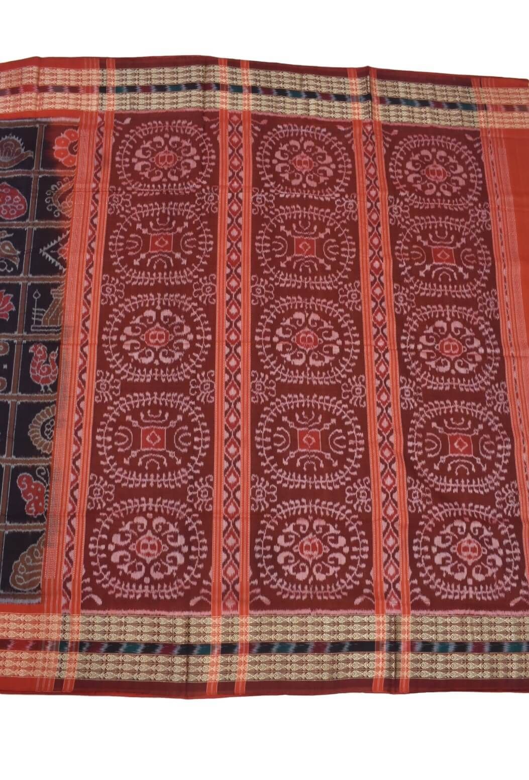 Black Colour Sambalpuri Handloom Cotton Bandha Saree - Image 2