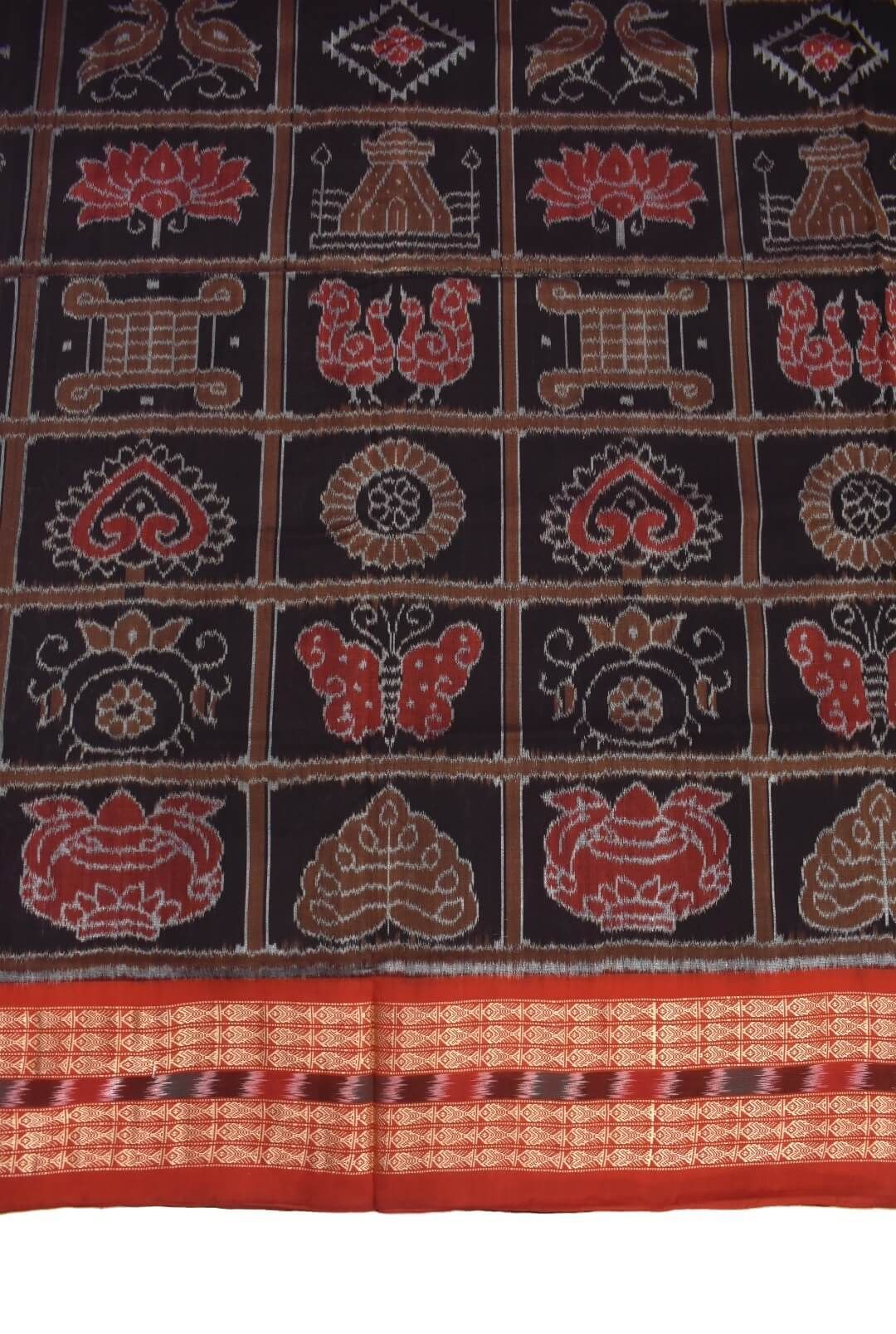 Black Colour Sambalpuri Handloom Cotton Bandha Saree - Image 4