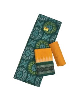Green Colour Sambalpuri Handloom Cotton Dress Material