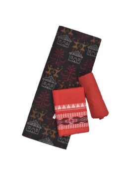 Black Colour Sambalpuri Handloom Cotton Dress Material