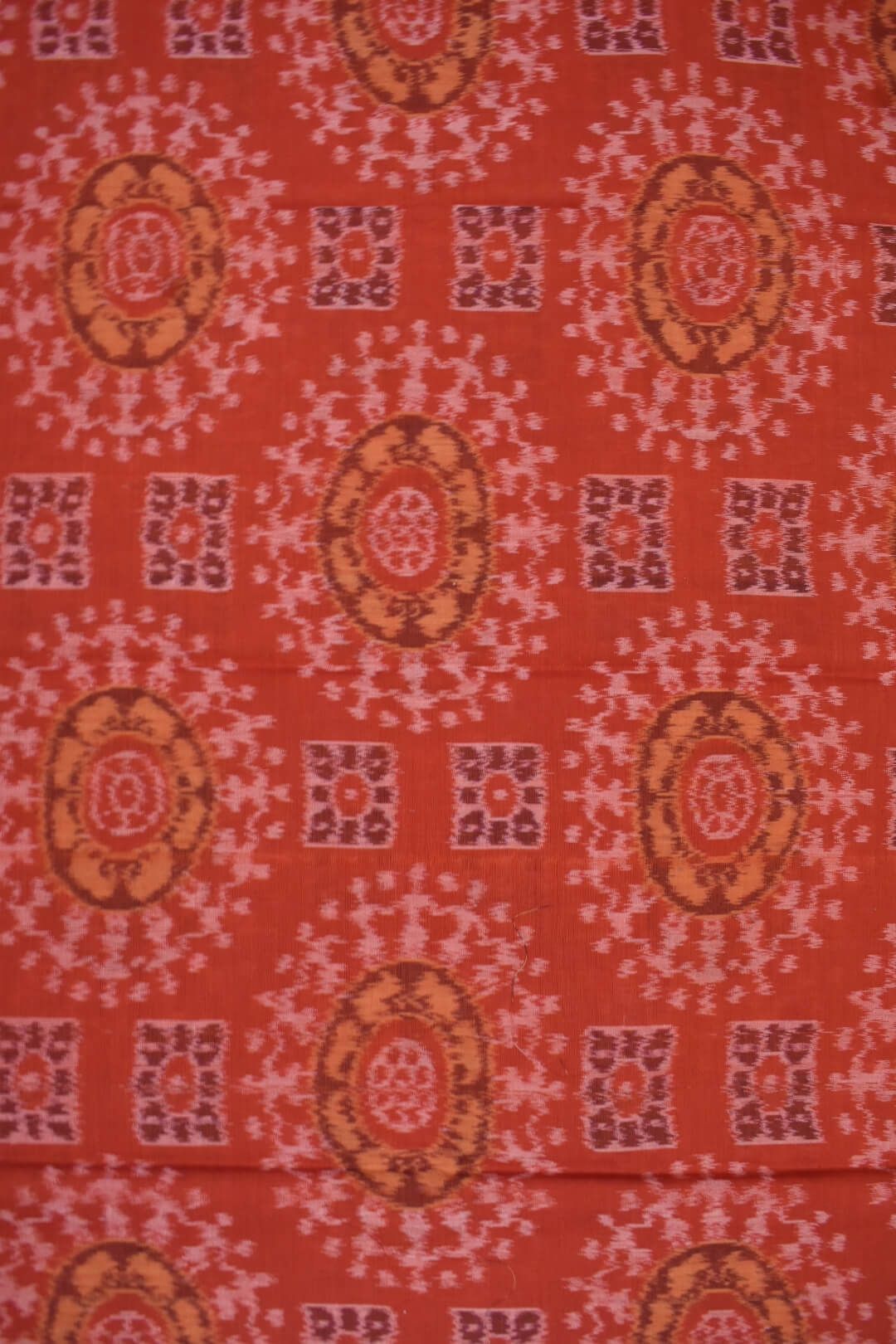 Orange Colour Sambalpuri Handloom Cotton Dress Material - Image 5