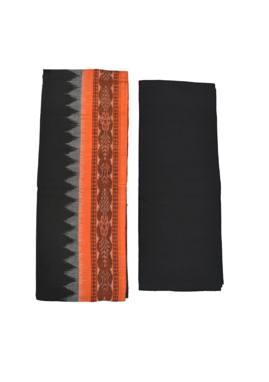 Orange Colour Sambalpuri Handloom Cotton Dress Material - Image 2