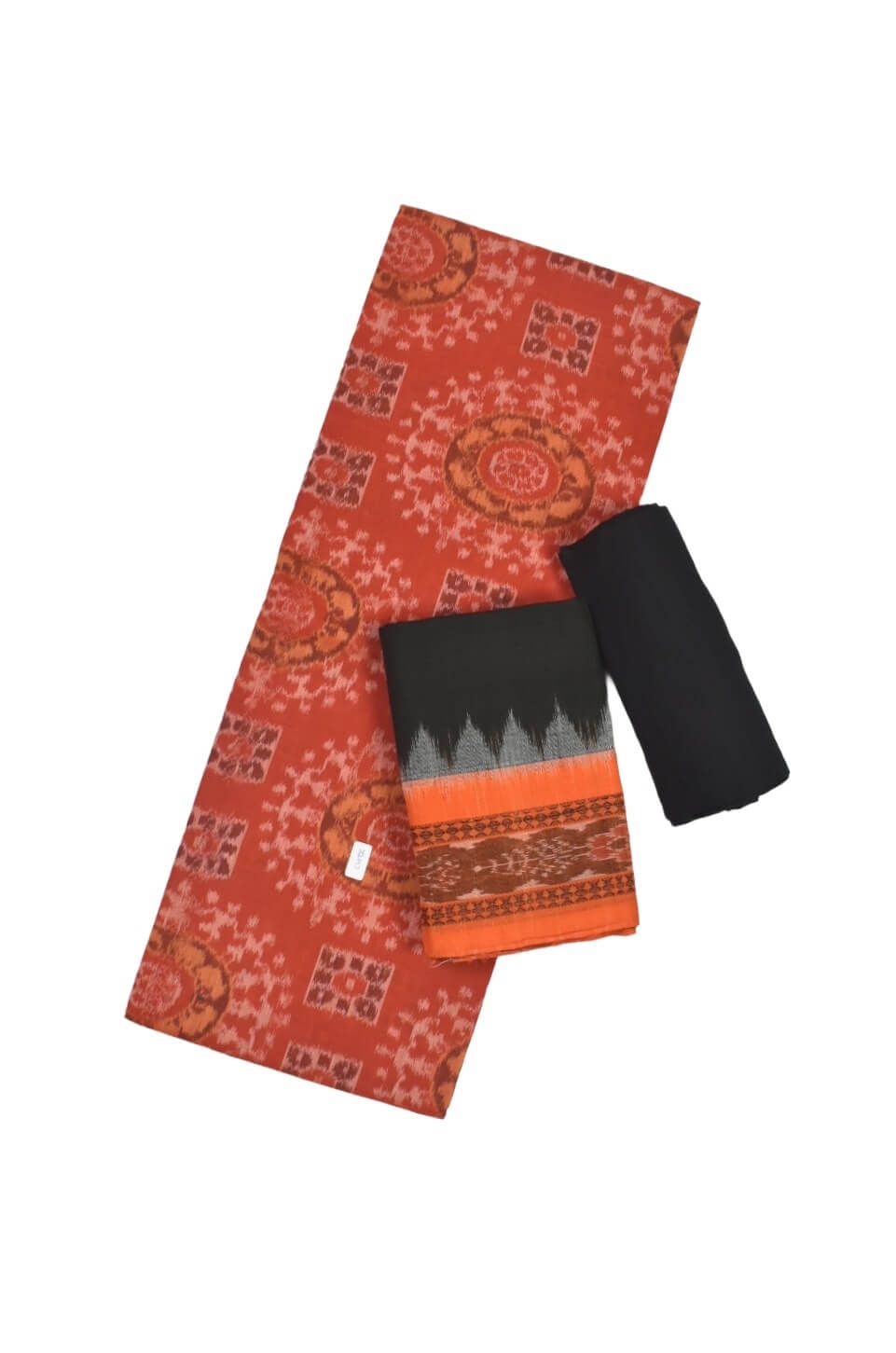 Orange Colour Sambalpuri Handloom Cotton Dress Material