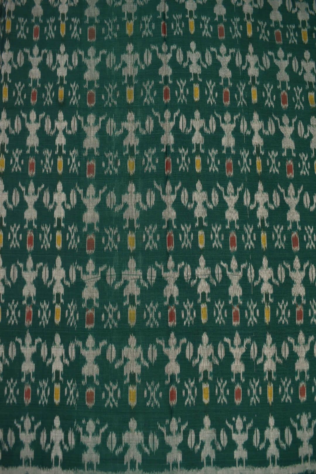 Green Colour Sambalpuri Handloom Cotton Dress Material - Image 5