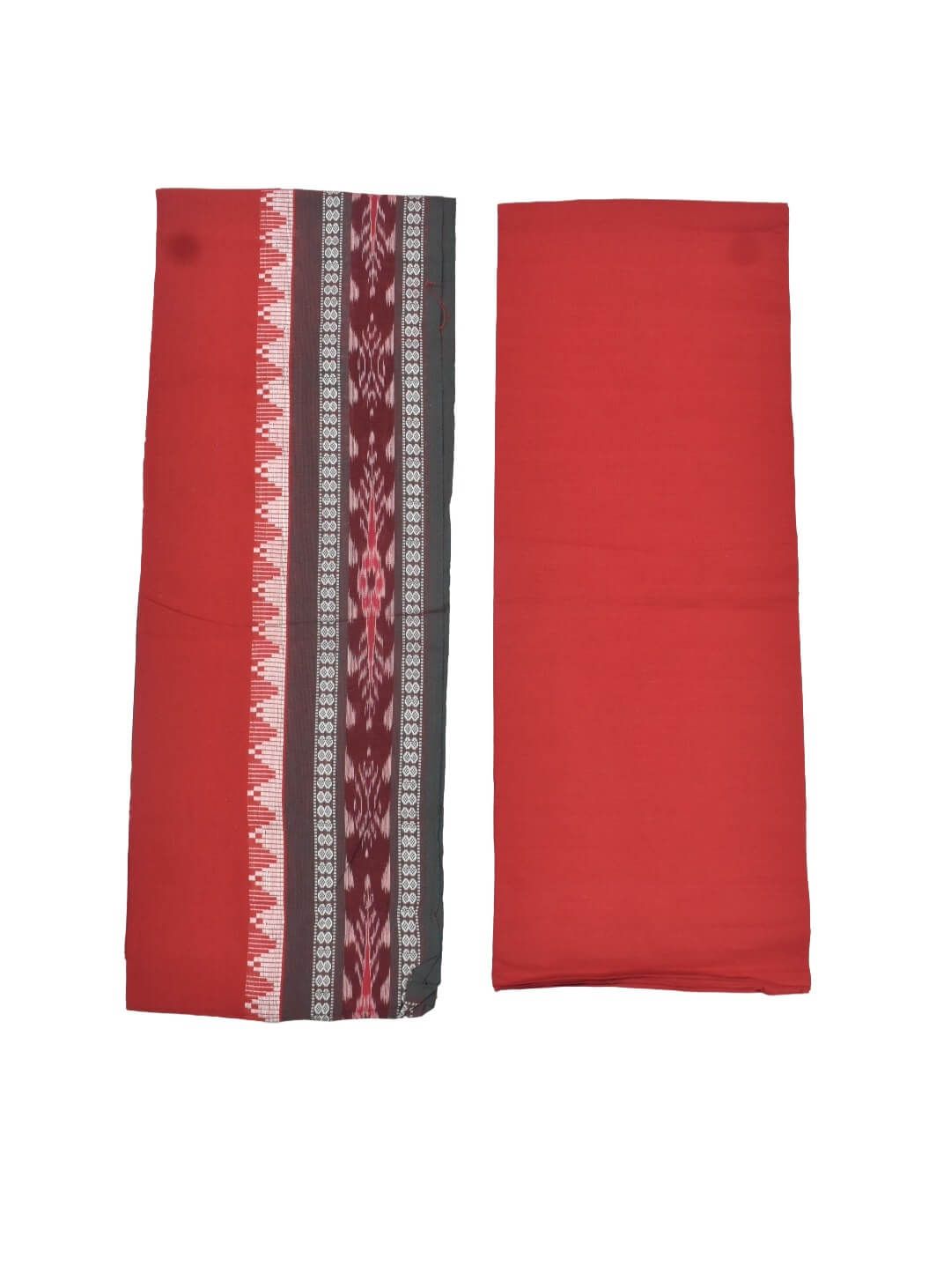 Green Colour Sambalpuri Handloom Cotton Dress Material - Image 2