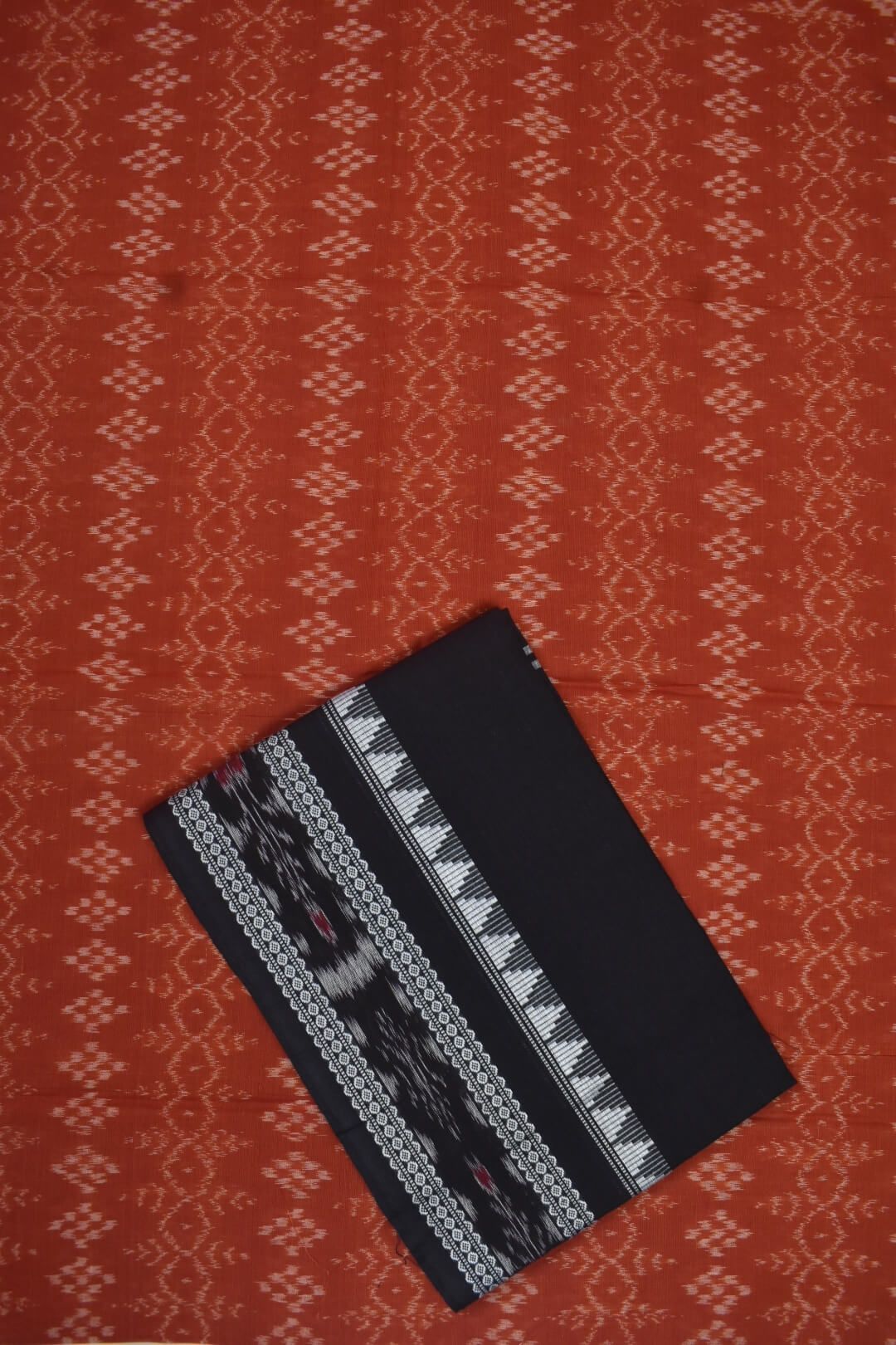 Orange Colour Sambalpuri Handloom Cotton Dress Material - Image 3