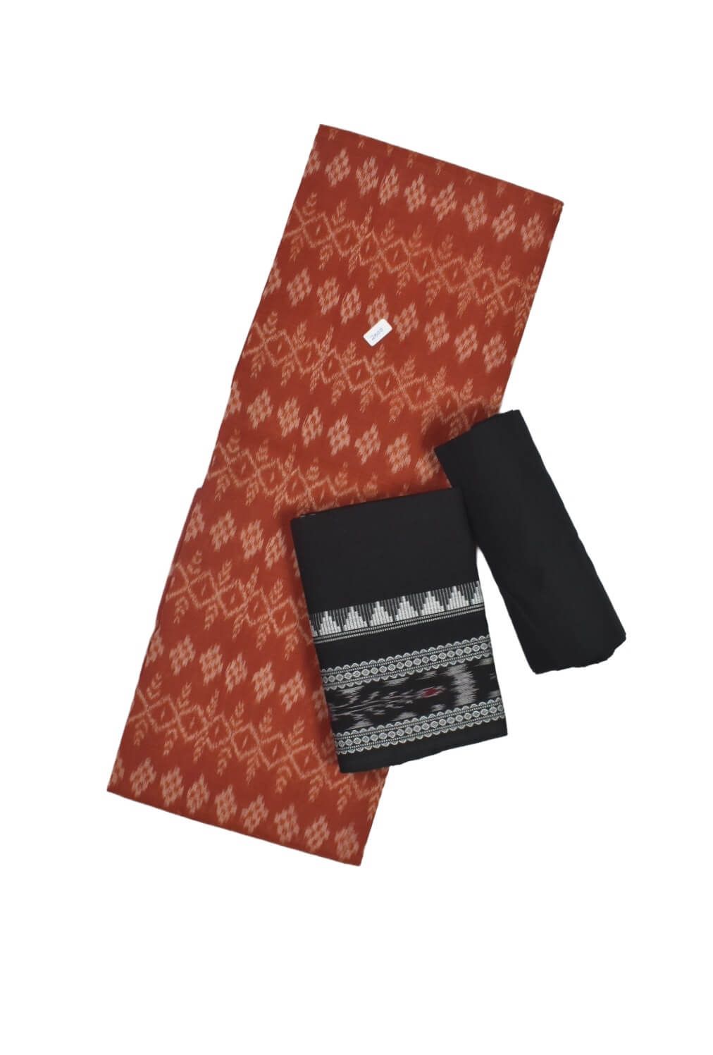 Orange Colour Sambalpuri Handloom Cotton Dress Material
