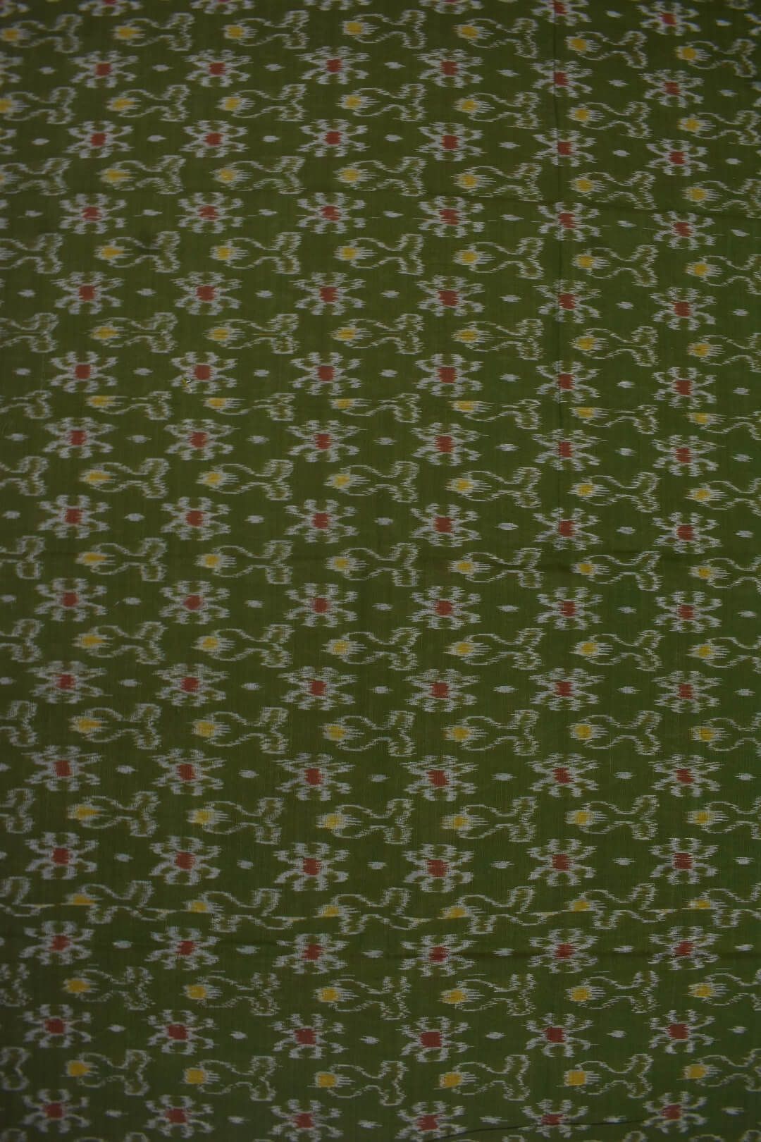 Green Colour Sambalpuri Handloom Cotton Dress Material - Image 5