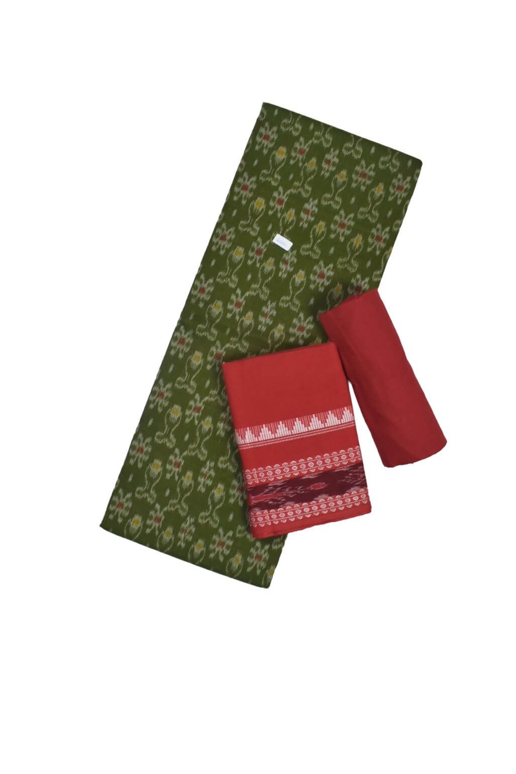 Green Colour Sambalpuri Handloom Cotton Dress Material