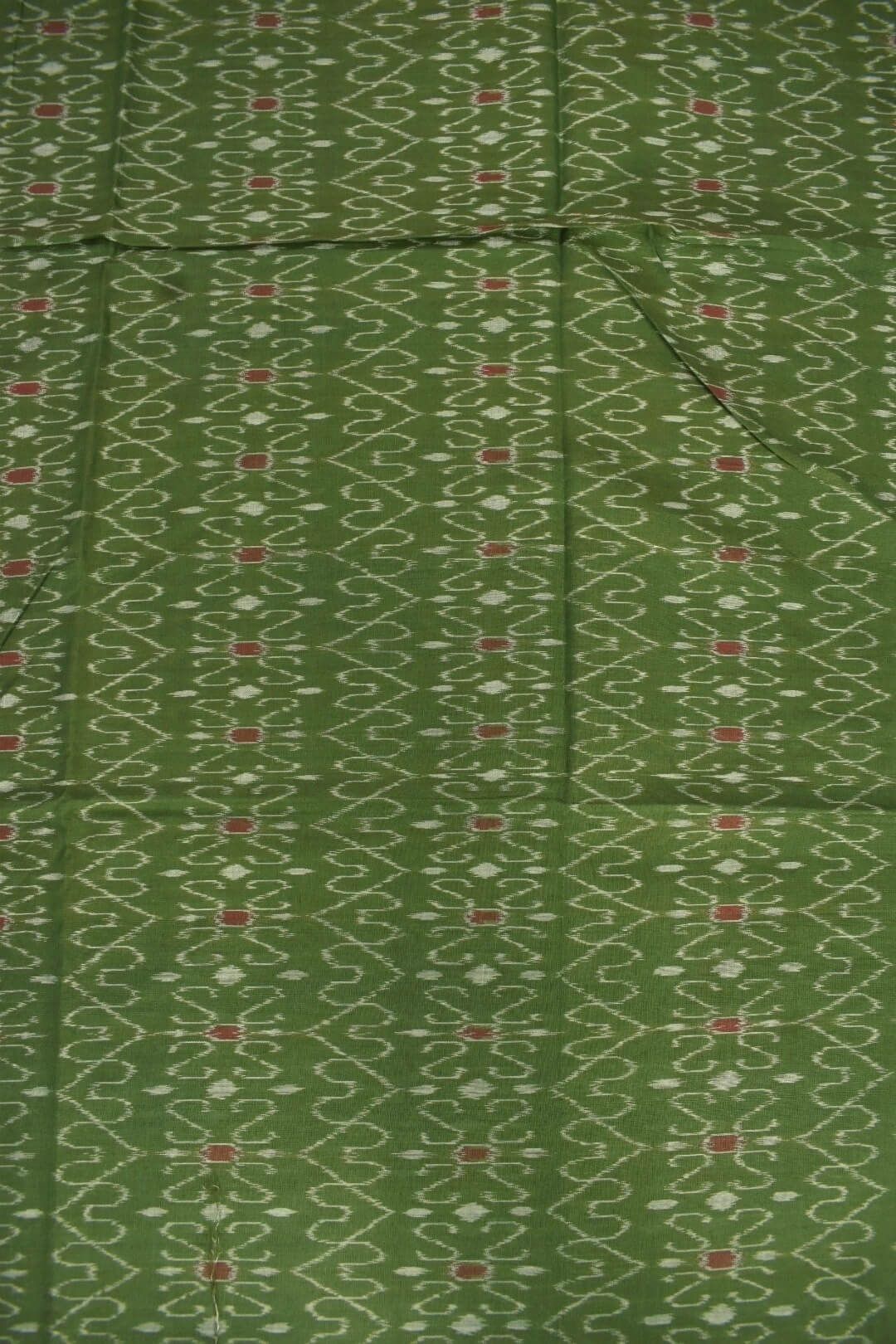 Green Colour Sambalpuri Handloom Cotton Dress Material - Image 5