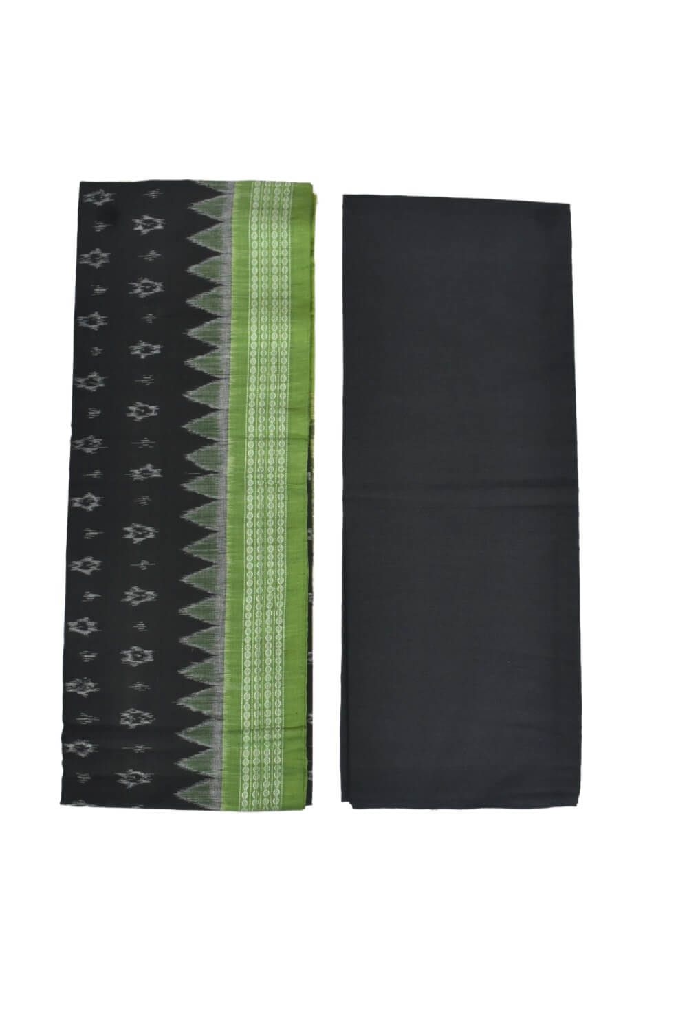 Green Colour Sambalpuri Handloom Cotton Dress Material - Image 2