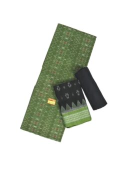 Green Colour Sambalpuri Handloom Cotton Dress Material