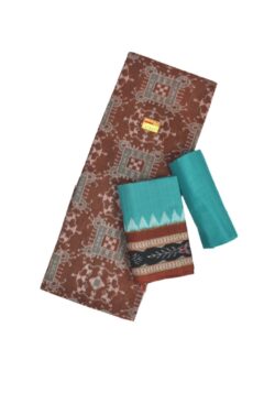 Brown Colour Sambalpuri Handloom Cotton Dress Material