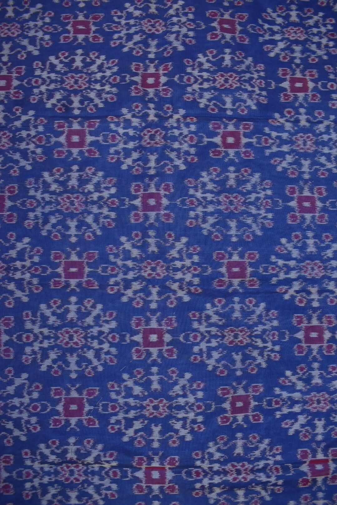 Blue Colour Sambalpuri Handloom Bapta Cotton/Silk Mix Dress Material - Image 5
