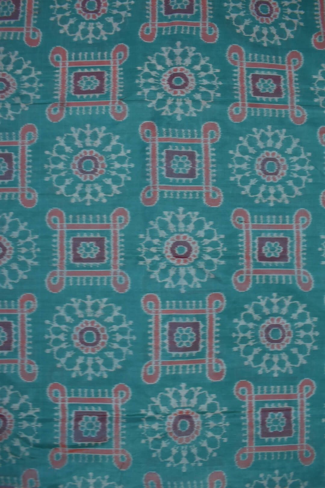Sky Blue Colour Sambalpuri Handloom Bapta Cotton/Silk Mix Dress Material - Image 5