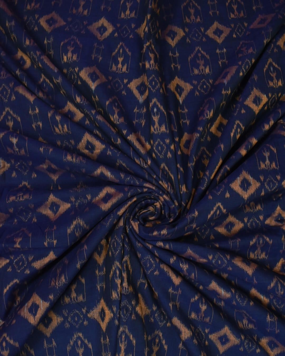 Blue Colour Sambalpuri Handloom Cotton Fabrics