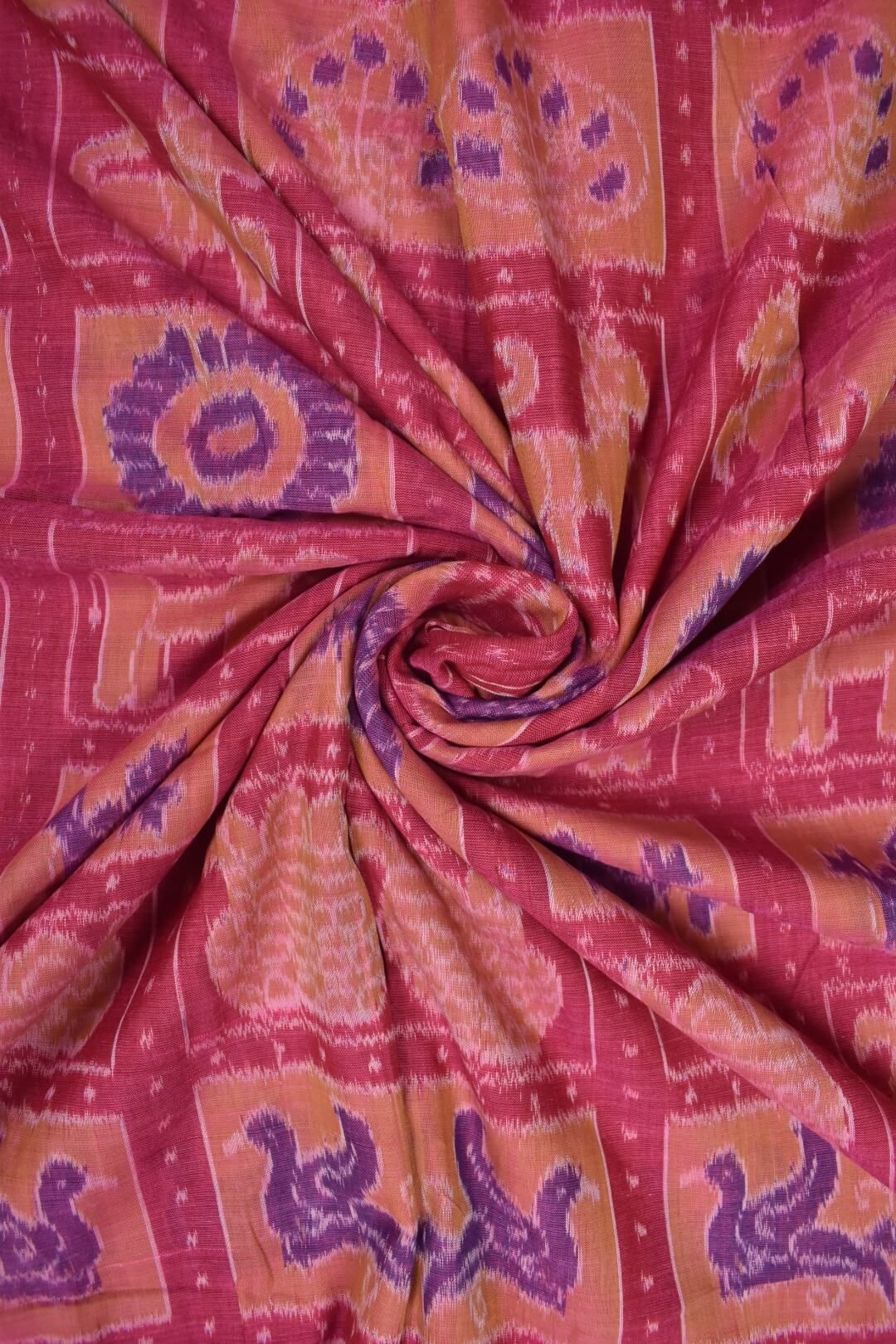 Pink Colour Sambalpuri Handloom Cotton Fabrics