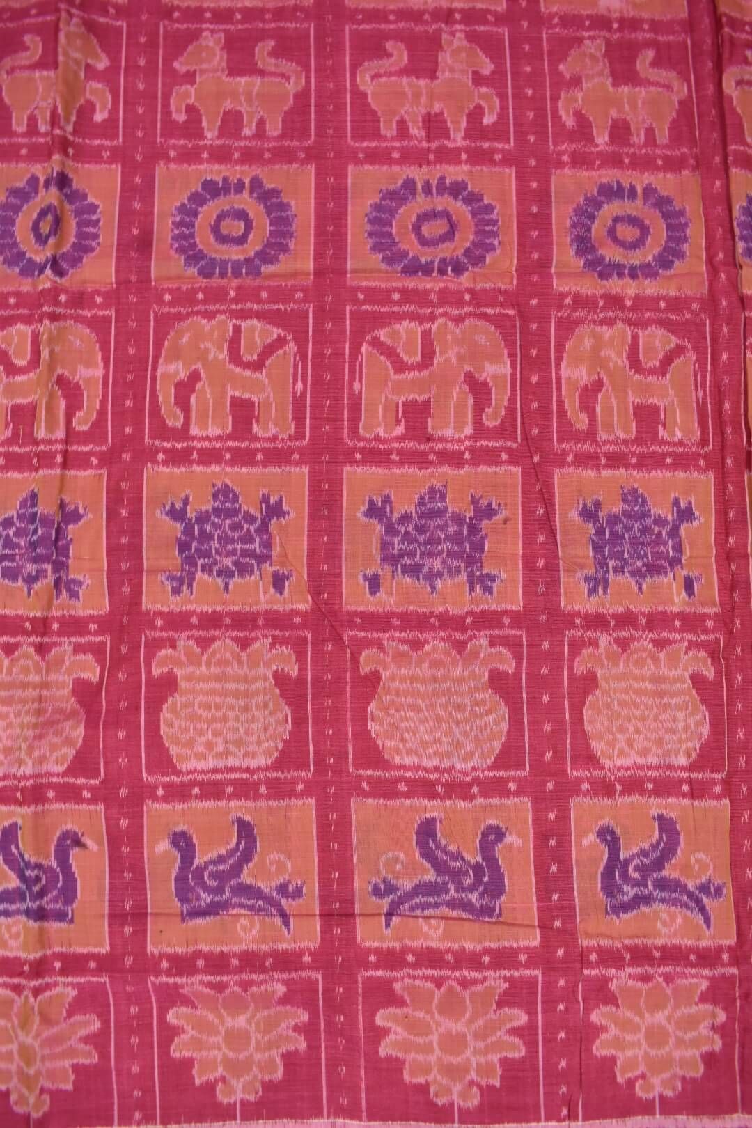 Pink Colour Sambalpuri Handloom Cotton Fabrics - Image 3