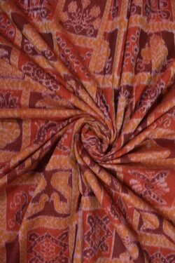 Orange Colour Sambalpuri Handloom Cotton Fabrics