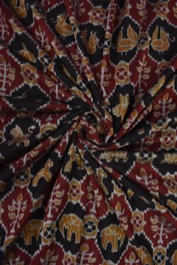 Black-Maroon Colour Sambalpuri Handloom Cotton Fabric
