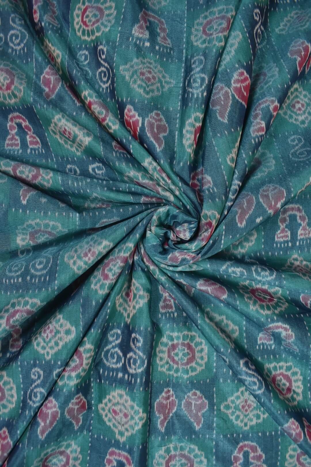 Rama Green Colour Sambalpuri Handloom Cotton/Pata Bapta fabric