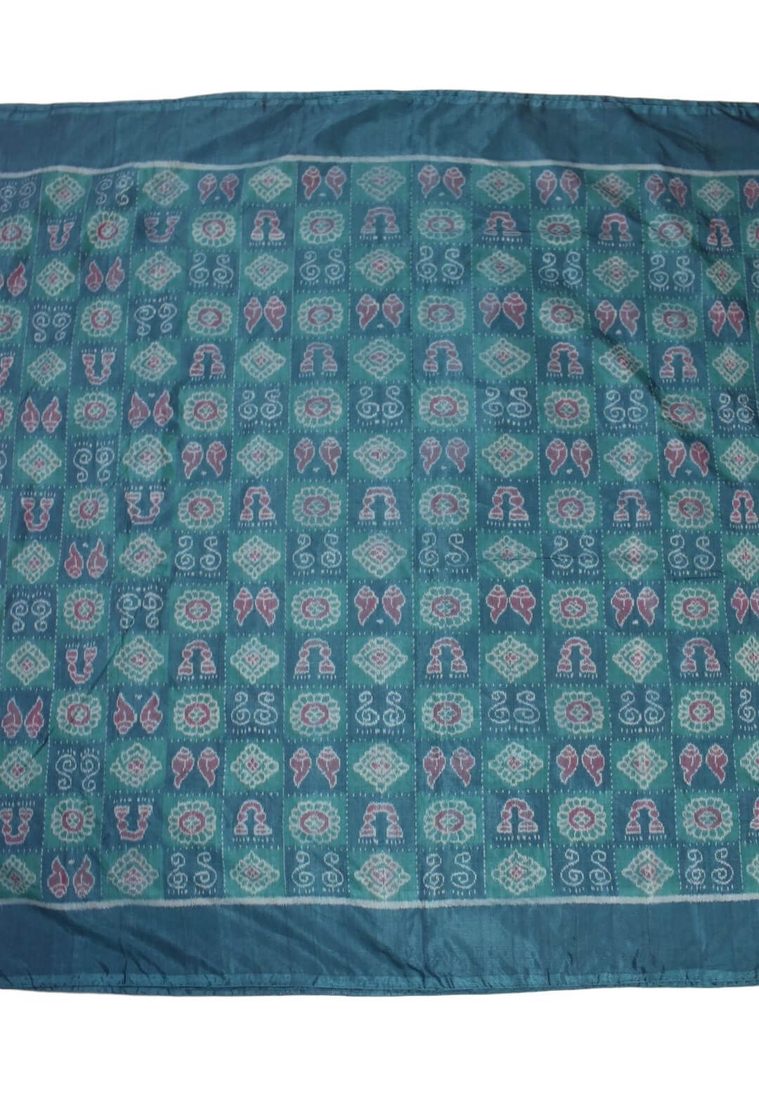 Rama Green Colour Sambalpuri Handloom Cotton/Pata Bapta fabric - Image 2
