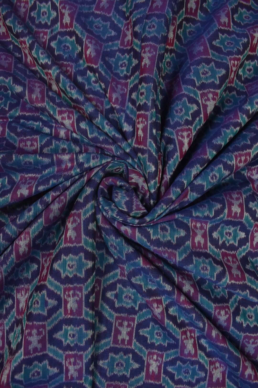 Blue Colour Sambalpuri Handloom Cotton Fabric