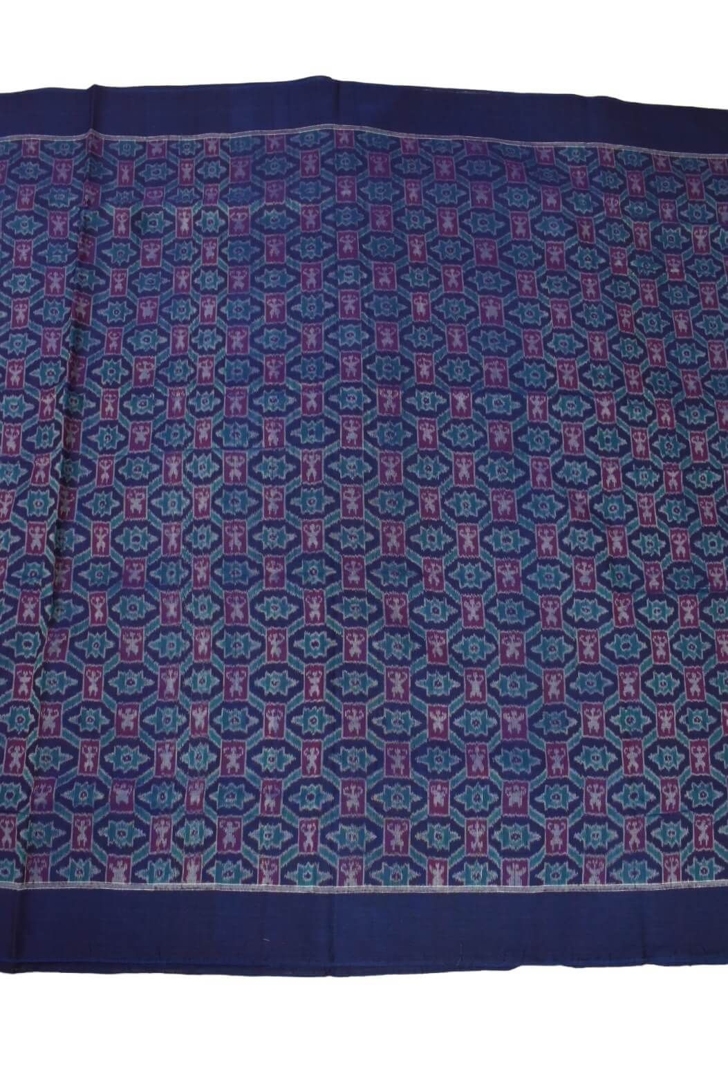 Blue Colour Sambalpuri Handloom Cotton Fabric - Image 2