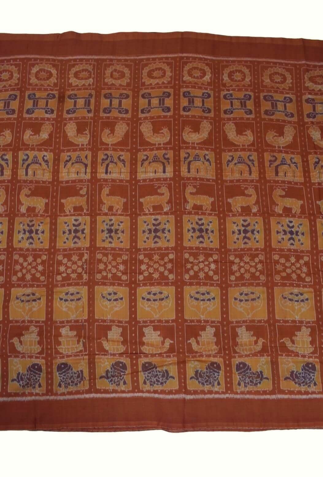 Orange Colour Sambalpuri Handloom Cotton Fabrics - Image 2
