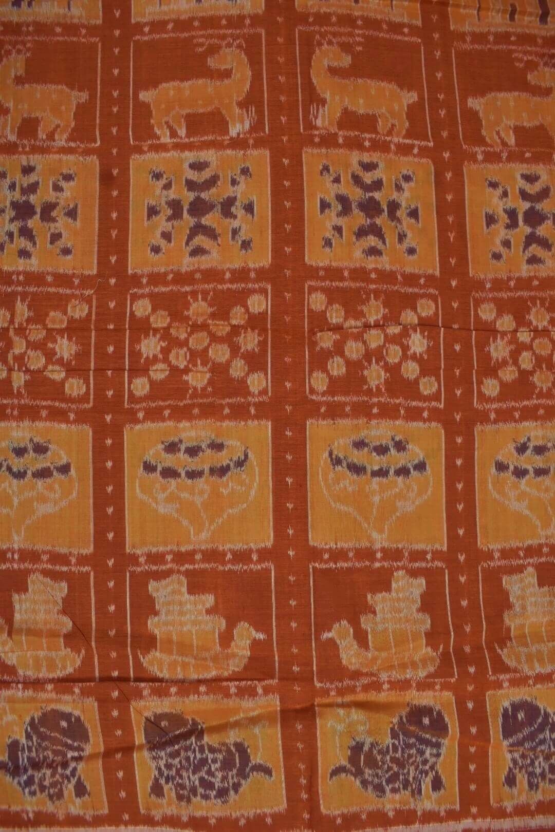 Orange Colour Sambalpuri Handloom Cotton Fabrics - Image 3