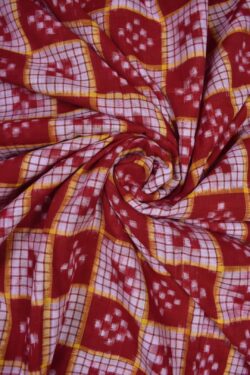 Red Colour  Sambalpuri Handloom Cotton Fabrics