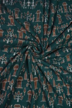 Green Colour Sambalpuri Handloom Cotton Fabrics