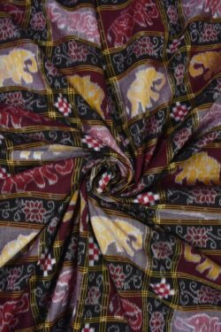 Black Colour Sambalpuri Handloom Cotton fabric