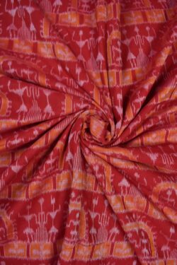 Red Colour Sambalpuri Handloom Cotton Fabrics