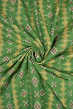 Green Colour Sambalpuri Handloom Cotton Fabrics