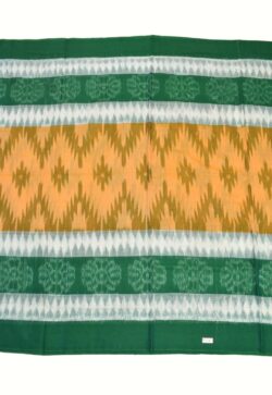 Green-Yellow Colour Sambalpuri Handloom Mania Bandha Cotton Saree
