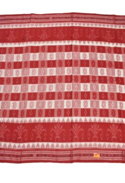 White-Red Colour Sambalpuri Handloom Mania Bandha Cotton Saree