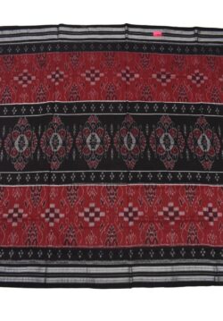 Red-Black Colour Sambalpuri Handloom Mania Bandha Cotton Saree